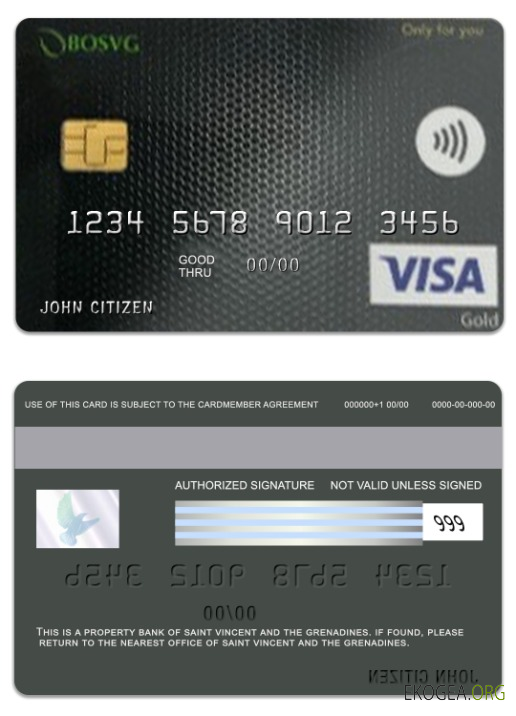 Carte visa or BOSVG de Saint Vincent et les Grenadines